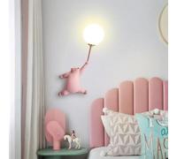 MEVZHH Créatif Dessin Animé Oursmurale Mignon Lune Résinemurale G9 Enfants Chambre Décor Mur Sconce Nordintérieurmurale de Bord de Lit/Rose/L