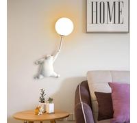 MEVZHH Créatif Dessin Animé Oursmurale Mignon Lune Résinemurale G9 Enfants Chambre Décor Mur Sconce Nordintérieurmurale de Bord de Lit/Blanc/L