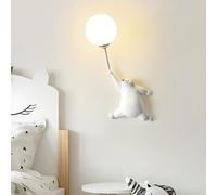 MEVZHH Créatif Dessin Animé Oursmurale Mignon Lune Résinemurale G9 Enfants Chambre Décor Mur Sconce Nordintérieurmurale de Bord de Lit/Blanc/R