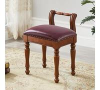 MEVZHH Cuir Rembourré Tabourets de Vanité Chaises de Maquillage À Dos Bas Jambes en Bois Sculptées Piano Banc en Claret Silence Élégante Et Confortable