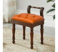 MEVZHH Cuir Tabourets de Vanité Banque de Piano Rembourré Avec Jambes En Bois Sculptées Chaise de Maquillage Bas-Dos Tabouret de Maquillage Élégant Table À Coucher