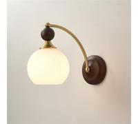 MEVZHH Decorative Wall Lamps & Sconces Wall Mount Light E27/E26 Japanese Style Wooden Wall Lamps with Glass Shade Home Wall Sconces Metal Indoor Wall Lighting Fixture