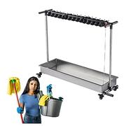 MEVZHH Drain Rack Broom Mop Mobile Mop Broom Put Wet Mops, Rack Mop Commercial Monté Au Sol, Panier D'Outils de Nettoyage Debout Au Sol, Organisateur de Stockage D'Outils de Garage, Umb/16 Fentes