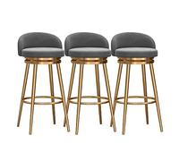 MEVZHH Ensemble de 3 Tabourets de Bar Pivotants En Velours Noir, Jambes Métalliques En Or de Rotation À 360 ° Style de Ferme 65 Cm de Hauteur Parfait Pour L'Île de Cuisine Et Le Bar Dutit Déjeuner/3Pc