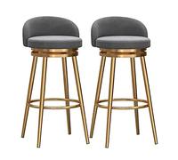 MEVZHH Ensemble de 3 Tabourets de Bar Pivotants En Velours Noir, Jambes Métalliques En Or de Rotation À 360 ° Style de Ferme 65 Cm de Hauteur Parfait Pour L'Île de Cuisine Et Le Bar Dutit Déjeuner/2Pc
