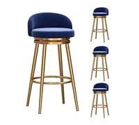 MEVZHH Ensemble de 3 Tabourets de Bar Pivotants En Velours Noir, Jambes Métalliques En Or de Rotation À 360 ° Style de Ferme 65 Cm de Hauteur Parfait Pour L'Île de Cuisine Et Le Bar Dutit Déjeuner/4Pc