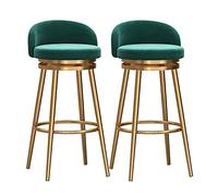 MEVZHH Ensemble de 3 Tabourets de Bar Pivotants En Velours Noir, Jambes Métalliques En Or de Rotation À 360 ° Style de Ferme 65 Cm de Hauteur Parfait Pour L'Île de Cuisine Et Le Bar Dutit Déjeuner/2Pc
