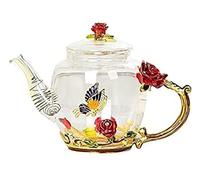 MEVZHH Ensembles de Thé, Ensemble de Thé, 7 Pièces Enamel Tea Cup Set Théière En Verre Style Européen Maison 6 Tasse de Fleur Business Simple Tea Set Thé de L'Après-Midi, Fête (Rose Bleue)/Rose Rouge/