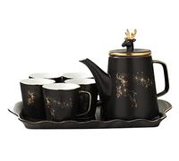 MEVZHH Ensembles de Thé, Ensemble de Thé, Noël Céramcerf Tête Coffee Set Set de Thé de Style Européen Avec Plateau Anglais Après-Midi Théière Set de Tasse de Café Après-Midi Thé, Fête