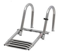 MEVZHH Escaliers de Bateau de Ponton, 4 Étapes Pliables Avec Poignée, Piscine/Dock/Extérieur Marine Drop Escalier, En Acier Inoxydable Large Pédale Escalier Télescopique