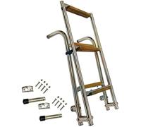 MEVZHH Escaliers, Escalier de Bateau de Ponton, Escalier D'Embarquement Pliable En Acier Inoxydable À 4 Étapes Avec Des Marches En Bois Pour Bateau Marin, Piscine de Yacht