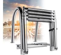MEVZHH Escaliers, Escalier de Lancement de Bateau, 4Sections 316 En Acier Inoxydable Téléscopescalier Pliant Plateforme de Natation Extérieure Accessoires Pour Yacht En Caoutchouc