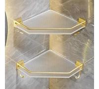 MEVZHH Étagère de Douche D'Angle - Mur Imperméable Pour Vanité de Salle Den Et Cuisine - Solution Polyvalente de Stockage D'Angle Étagères Économisant de L'Espace Pour Accès Facile/Doré/2 Couches