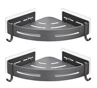MEVZHH Étagères Flottantes, Étagère de Douche de Coin Métallsans Panier de Mur Adhésif de Forage Pour Salle Den 2Ux de Douche Grise Nizer Solution de Stockage Économisant de L'Espace Installation Faci