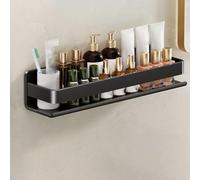 MEVZHH Étagères Flottantes, Étagère de Douche Montée Sur Le Mur Adhésif Sans Forage Stockage de Salle Den En Acier Inoxydable Bathroom Nizer 40Cm Black Shower Caddy Pour Des Solutions Économisant de L