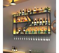 MEVZHH Étagères Flottantes, Étagère Multifonctionnelle D'Affichage de Vin Deu 3 Montée Au Mur Avec Support En Verre D'Or de Garde-Rail 4 Étagères de Bouteille de Vin Deu/Néron/80 X 20 X 85 Cm/Droite