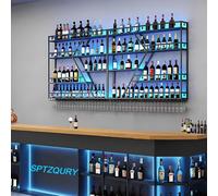 MEVZHH Étagères Flottantes, Étagère Multifonctionnelle D'Affichage de Vin Deu 3 Montée Au Mur Avec Support En Verre D'Or de Garde-Rail 4 Étagères de Bouteille de Vin Deu/Néron/4 Ux, 240Cm