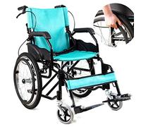 MEVZHH Extérieur Confortable Mobile Fauteuil Roulant Déplacementhines Pliant Léger Auto-Propulsé, Assistant de Voyage Fauteuil Roulant Acier Avec Freins Et Repose-Pieds Amovibles Poids Seulement 12 Kg