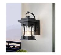 MEVZHH Extérieur Imperméable Mur Lanterne Moderne Mur Noir Luminaire Sconce Avec Verre Transparent E26 / E27 Base, Conception Anti-Rouille Pour Porche, Garage, Entrée