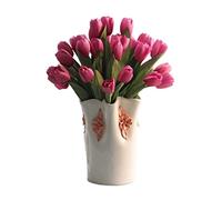 MEVZHH Fleurs Artificielles,Décoration Intérieure En Vase En Céramfleurs Artificielles,Ornaments Fausses Fleurs Décoration de Mariage Fausses Fleurs/Rose Foncé/A