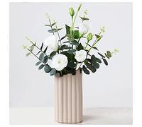 MEVZHH Fleurs Artificielles, Fausses Fleurs Décoration de Vase En Céramde Rose Rétro Fleur Artificielle Fleur de Soie Chambre À Coucher Salon Table À Manger Arrangement de Fleurs de Mariage Décoration