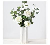 MEVZHH Fleurs Artificielles, Fausses Fleurs Décoration de Vase En Céramde Rose Rétro Fleur Artificielle Fleur de Soie Chambre À Coucher Salon Table À Manger Arrangement de Fleurs de Mariage Décoration