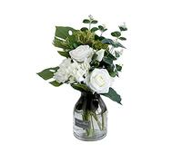 MEVZHH Fleurs Artificielles, Fleurs Artificielles de 15,75 Pouces, Bouquet de Fleurs de Soie de Fausses Roses Pour Le Mariage Décor de Bureau À La Maison (Blanc Lait de Printemps) Fausses Fleurs