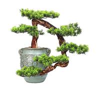 MEVZHH Fleurs Artificielles Plantes Artificielles Bonsaï Artificiel Moderne de Style Chinois Pin Accueillant Faux Podocarpus Plante Artificielle D'Intérieur Pot Décoratif En Céramornements Zen Pour La