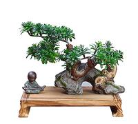 MEVZHH Fleurs Artificielles Plantes Artificielles Bonsaï Artificiel Podocarpus Pot En Cérammoine Feuilles Vertes Réalistes Bonsaï Chinois Créatif Ornements Décoratifs Pour Salon Et Bureau Arbre Artifi