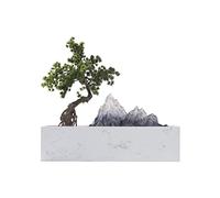 MEVZHH Fleurs Artificielles Plantes Artificielles Pin Artificiel de Bienvenue Bonsaï Base En Marbre Imitant Paysage de Montagne Bureau Fausses Plantes Vertes Décoration Pour Salon À La Maison Arbre Ar