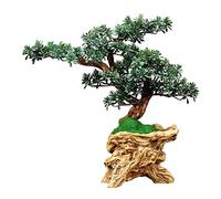MEVZHH Fleurs Artificielles Plantes Artificielles Podocarpus Artificiel Simulation Plante Verte Bonsaï Racine En Résine Base Sculptée Zen Ornements de Bureau Décoration D'Intérieur Salon Cadeaux, Vert