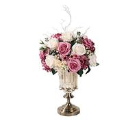 MEVZHH Fleurs Artificielles, Table À Manger Arrangement Floral Salon Vase Arrangement Floral Simulation Ensemble de Fleurs Décorations de Table Basse Fausses Fleurs Fausses Fleurs/Rose