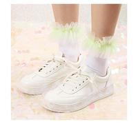 MEVZHH Girly Série Double Couche Contraste Couleur Gauze Lace-Up Chaussettes Courtes,Chaussettes de Dentelle de Coton Lolita,Enfants/Blanc Jae/E Taille