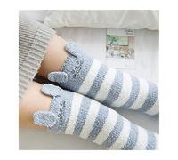 MEVZHH Hiver Japonais Mori Fille Animal Modélisation Genou Rayé Mignon Kawaii Chaussettes Longues Cosses Confortables, Chaussette Chaude D'Hiver de Compression/Chinchilla/E Taille