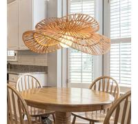 MEVZHH Lamàpension En Corde de Chanvre, Abat-Jour Tissé À La Main Rétro Pour Table À Manger,S Au Plafond Naturels E27/26, Hauteur Réglable, Pour Café, Bar, Maison de Thé, Chambre, Salle À Manger/100C