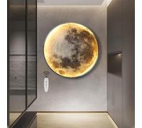 MEVZHH Lampes Murales, 80Cm Grand Led Moon Wall Sconce Avec Télécommande 45W Art Décode Salonmurale Ronde Ultra-Fin Éclairage Muralde Lune 3D Pour Chambre À Coucher de Chambre D'Enfantde Plafond/100 C