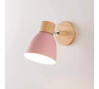 MEVZHH Lampes Murales, Angle Réglablemurale Moderne de Luxe Pour Chambre D'Enfants - Métal Fer Ombre Ferme Bois Sconce Pour Chambre À Coucher Lumière de Lecture Salon (Gris)/Rose