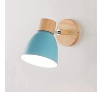MEVZHH Lampes Murales, Angle Réglablemurale Moderne de Luxe Pour Chambre D'Enfants - Métal Fer Ombre Ferme Bois Sconce Pour Chambre À Coucher Lumière de Lecture Salon (Gris)/Bleu