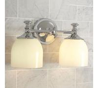 MEVZHH Lampes Murales, de Vanité Moderne Chromé - Fer Durci Mur Sconce Avec Lait Blanc Verre Ombre - Ferme Salle Den Éclairage Pour Miroir Et Couloir - E27 Décor D'Intérieur/2 Têtes