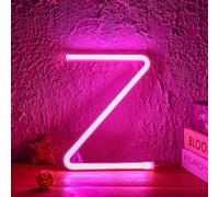 MEVZHH Lampes Murales,Led Diy Neon Light 0-9 Lumière Numéros 26 Alphabetde Néon Batterie/Usb Alimenté,Décoration Murale, Numéro/Lettre Illuminé Signe Lumières de Néon/Rose/Z