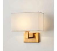 MEVZHH Lampes Murales, Luxe Brossé D Mur Sconce Avec Ombre de Tissu - Rectangle Ferme Noirmurale, de Vanité de Salle Den Câblée,Murale Industrielle Pour La Chambre À Coucher (Ombre Marron Or)/Or/Ombre