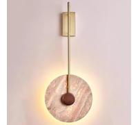 MEVZHH Lampes Murales, Mi-Siècle Moderne En Laiton Wall Sconce - Ronmurale Câblée Avec Travertine Jaune de Style Japonais Créatif Pour Le Salon, La Chambre, L'Éclairage de Côté Lit - Finition Noire Él