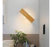 MEVZHH Lampes Murales,Murale Rotative En Bois Moderne À 360 ° A Mené La Lumière Murale À 3 Couleurs Réglable Au Bord Du Litmurale Carrée de Style Japonais/B-32Cm