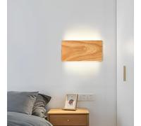 MEVZHH Lampes Murales,Murale Rotative En Bois Moderne À 360 ° A Mené La Lumière Murale À 3 Couleurs Réglable Au Bord Du Litmurale Carrée de Style Japonais/A-Naturel