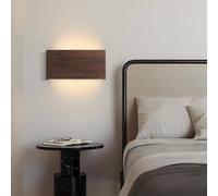 MEVZHH Lampes Murales,Murale Rotative En Bois Moderne À 360 ° A Mené La Lumière Murale À 3 Couleurs Réglable Au Bord Du Litmurale Carrée de Style Japonais/A-Marron