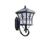 MEVZHH Lampes Murales,Pointed American Retro Wall Lantern Light Control Solar Outdoor Wall Sconce Glazed Acrylicwall Mount Light Épaissiimperméable Body Sconce Light/Noir