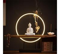MEVZHH Lampes Murales, Statue de Bouddha Avec Table Ronde Menée Et Arbre Artificiel,Murale 3D Sconce, Décor Mural Zen, Lumière de Figure de Bouddha Pour Salon, Porch Et Espace de Méditation/5