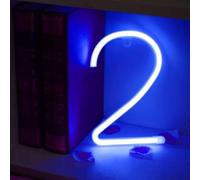 MEVZHH Led Diy Lumière Au Néon 0-9 Lumière Numéros 26 Alphabetau Néon Batterie/Usb Alimenté,Décoration Murale, Numéro/Lettre Illuminé Signe Lumières Au Néon/Bleu/2