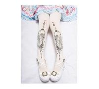 MEVZHH Lolita Doré Collant Multicolore Imprimé Bas Mignon Mode Multicolore/Chaussettes Blanches Au Lait/E Taille