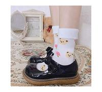 MEVZHH Lolita Doux Ours Lapin Fraise Imprimer Rose Chaussettes Courtes Filles Japonaises Étudiant Kawaii Chaussettes Jk Coton Chaussettes Style Collégial/A/E Taille